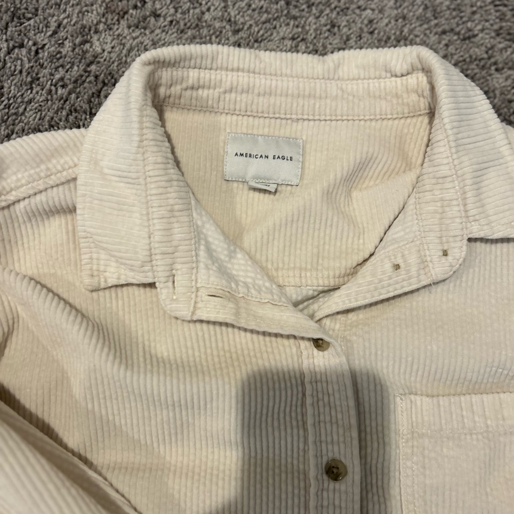 American Eagle Outfitters Cream Corduroy Shirt